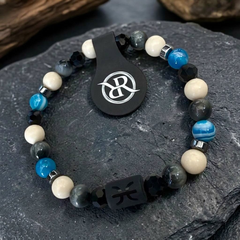 A bracelet made from natural stones featuring your chosen zodiac sign