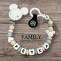 All-silicone pacifier chain mickey beige-white