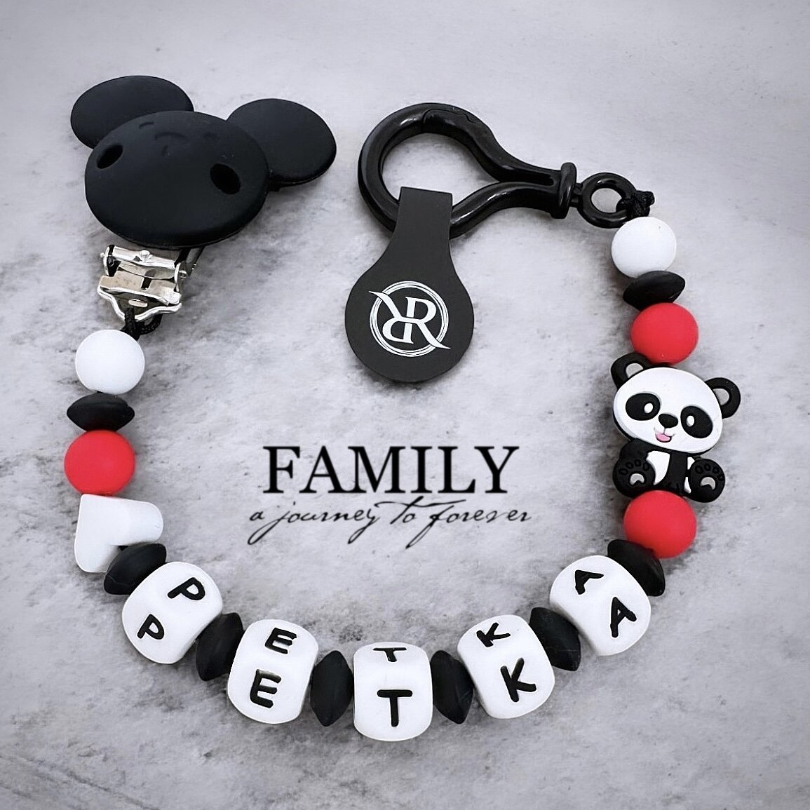 All-silicone panda pacifier chain