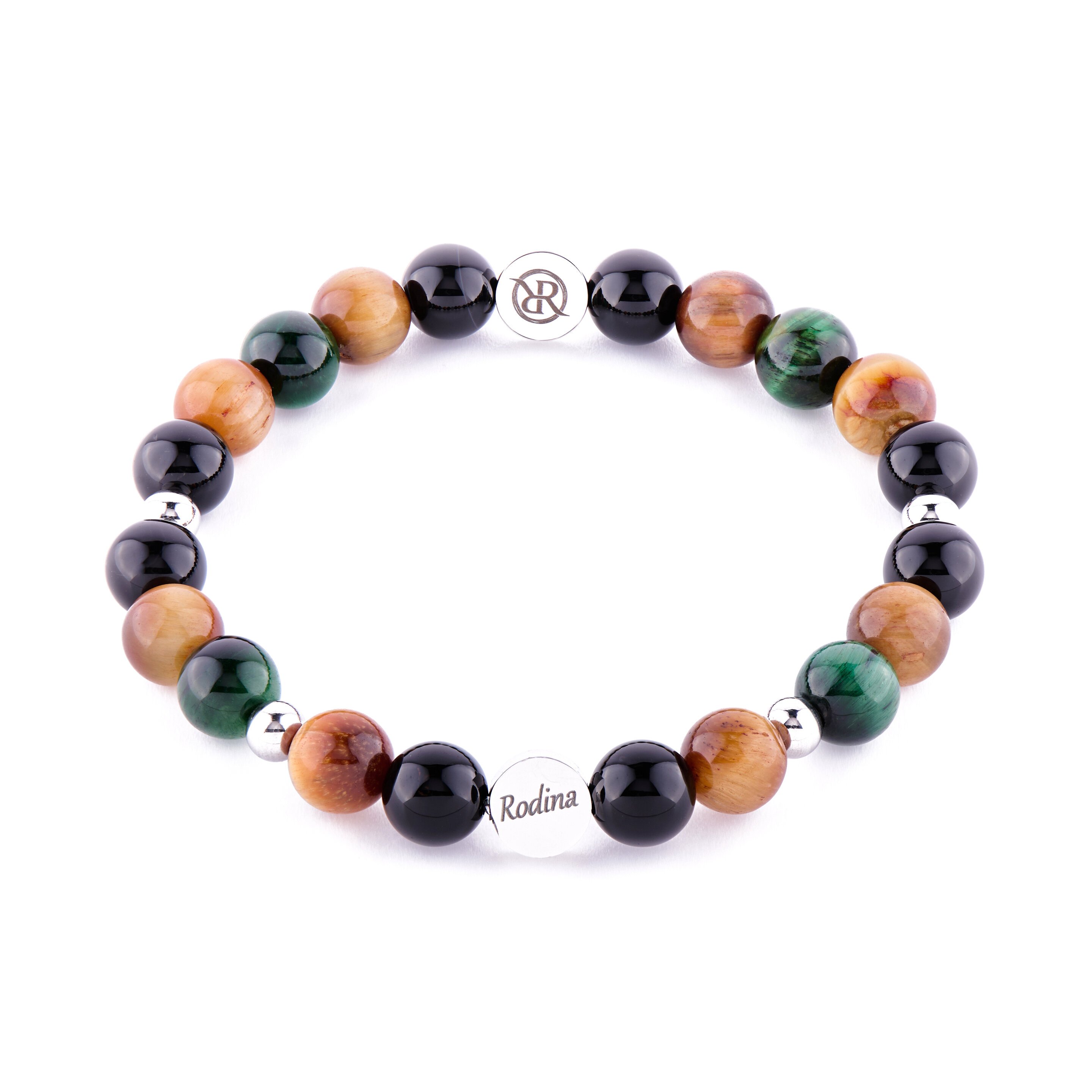 Bracelet family of natural stones onyx and tiger's eye