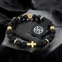 Bracelet made of natural stones with gold cross