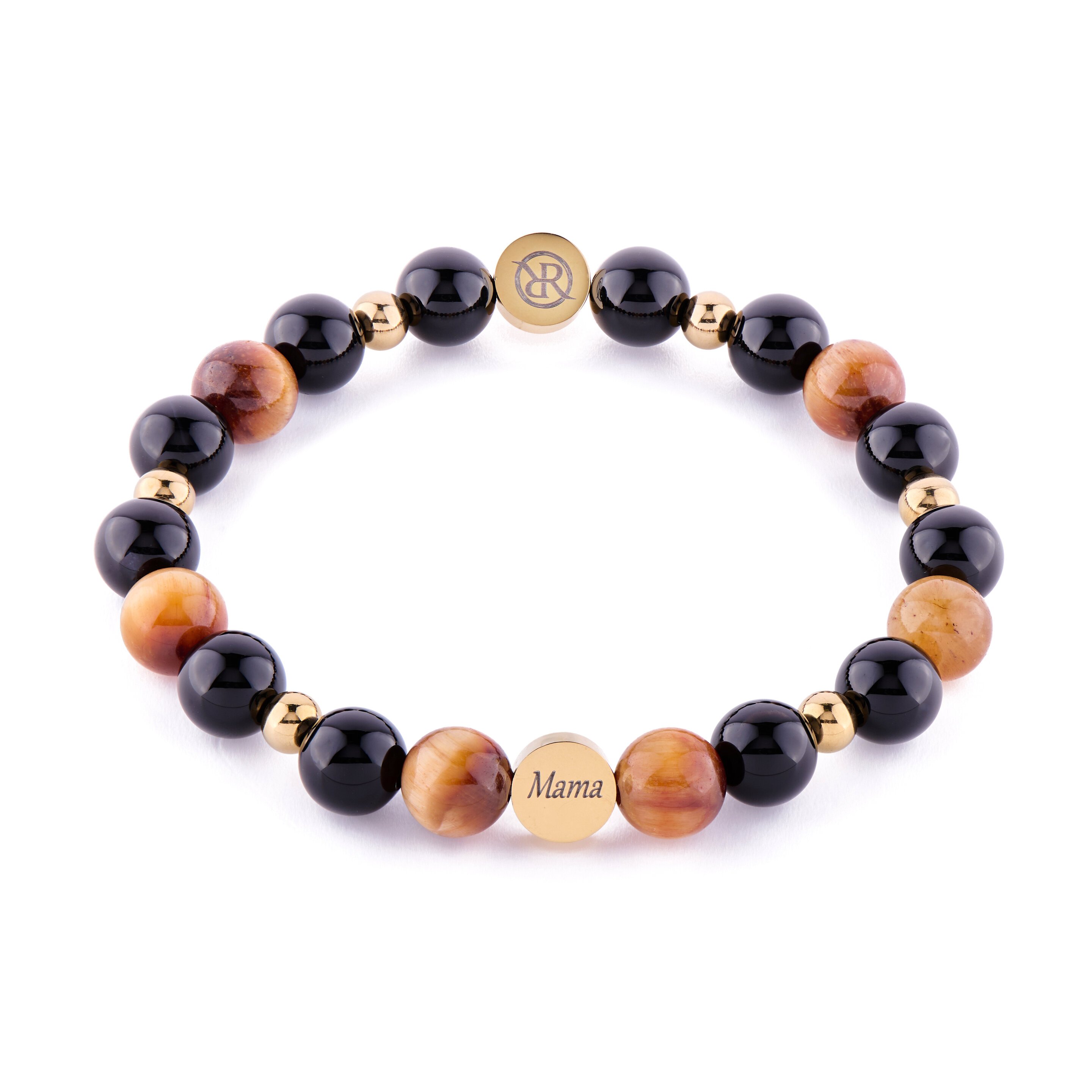 Bracelet mom from natural stones onyx and tiger eye