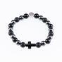 Bracelet with black swarovski cross made of natural stones