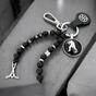Hockey key ring with four-leaf clover, number and letter