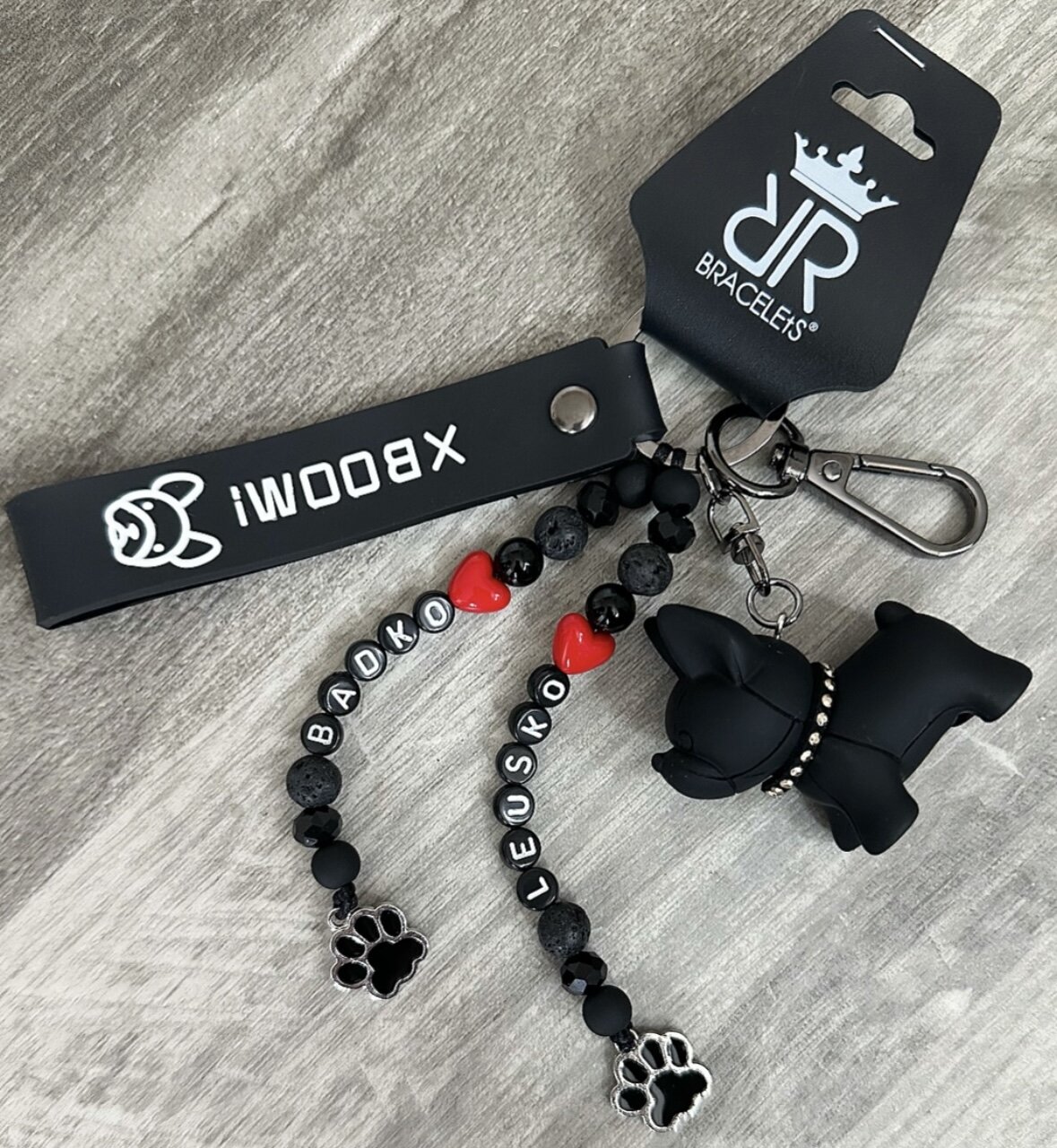 Personalised keyring with bulldog