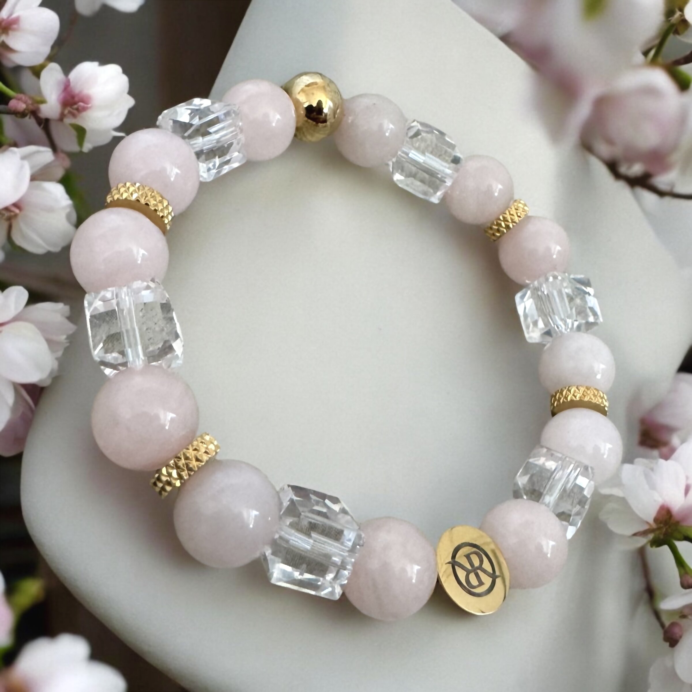 Love bracelet rose quartz and crystal