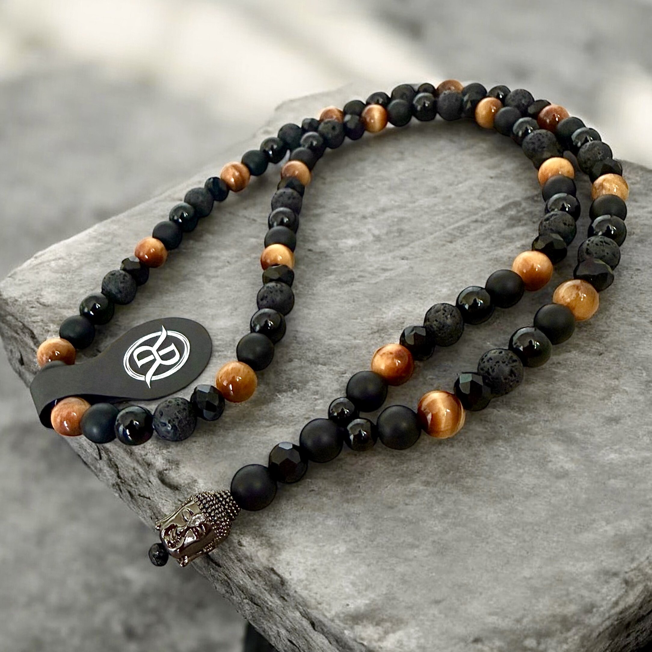 Necklace with Buddha made of natural stones