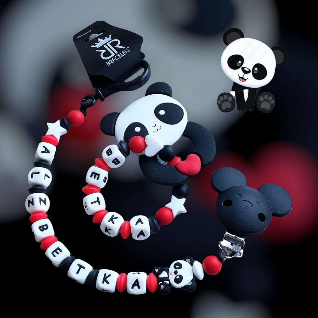 Panda pacifier chain and hand teether