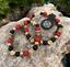 Partner bracelets made of natural stones with heart with engraving I love you and gold cross