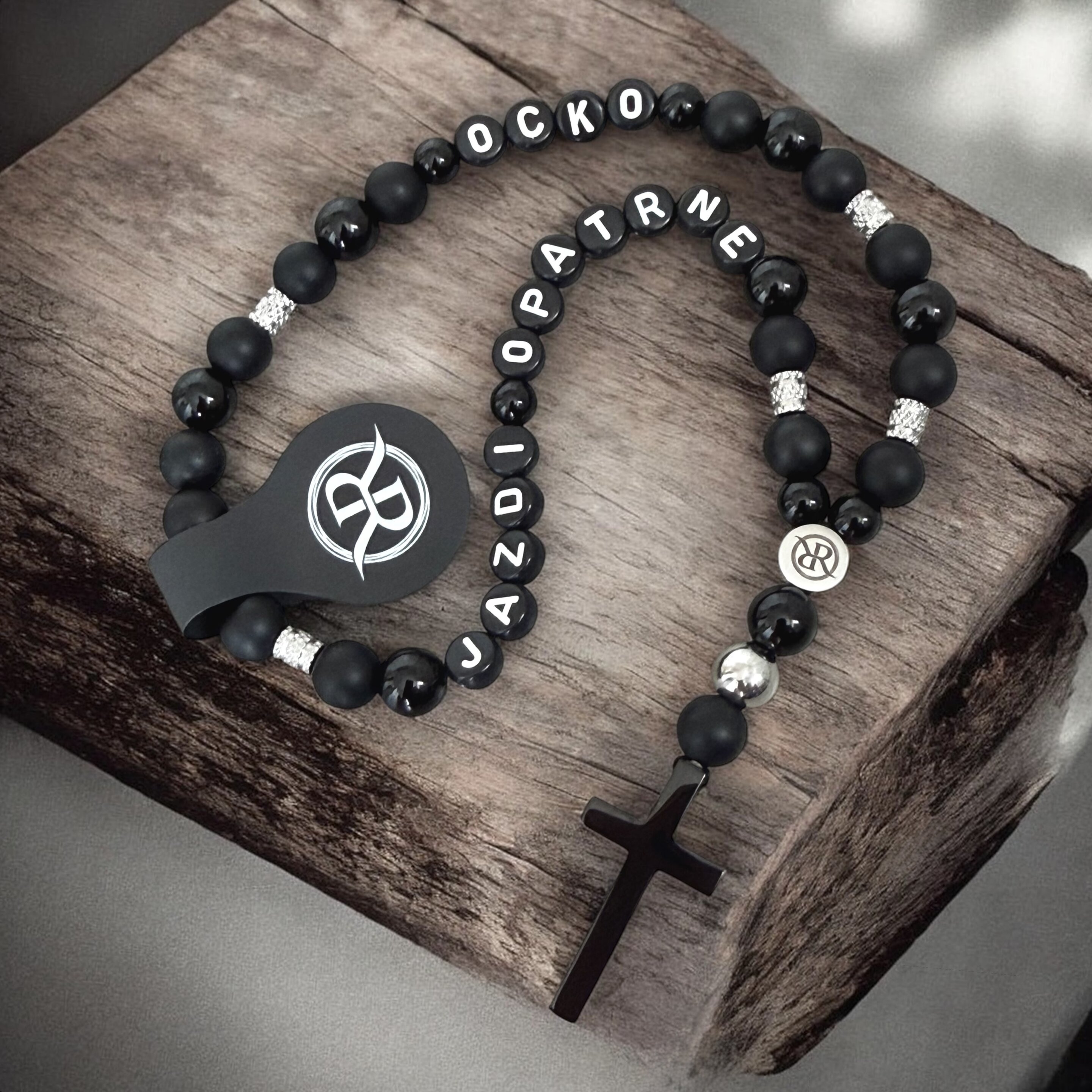 Rosary for the car, to hang on the rear-view mirror. Drive carefully