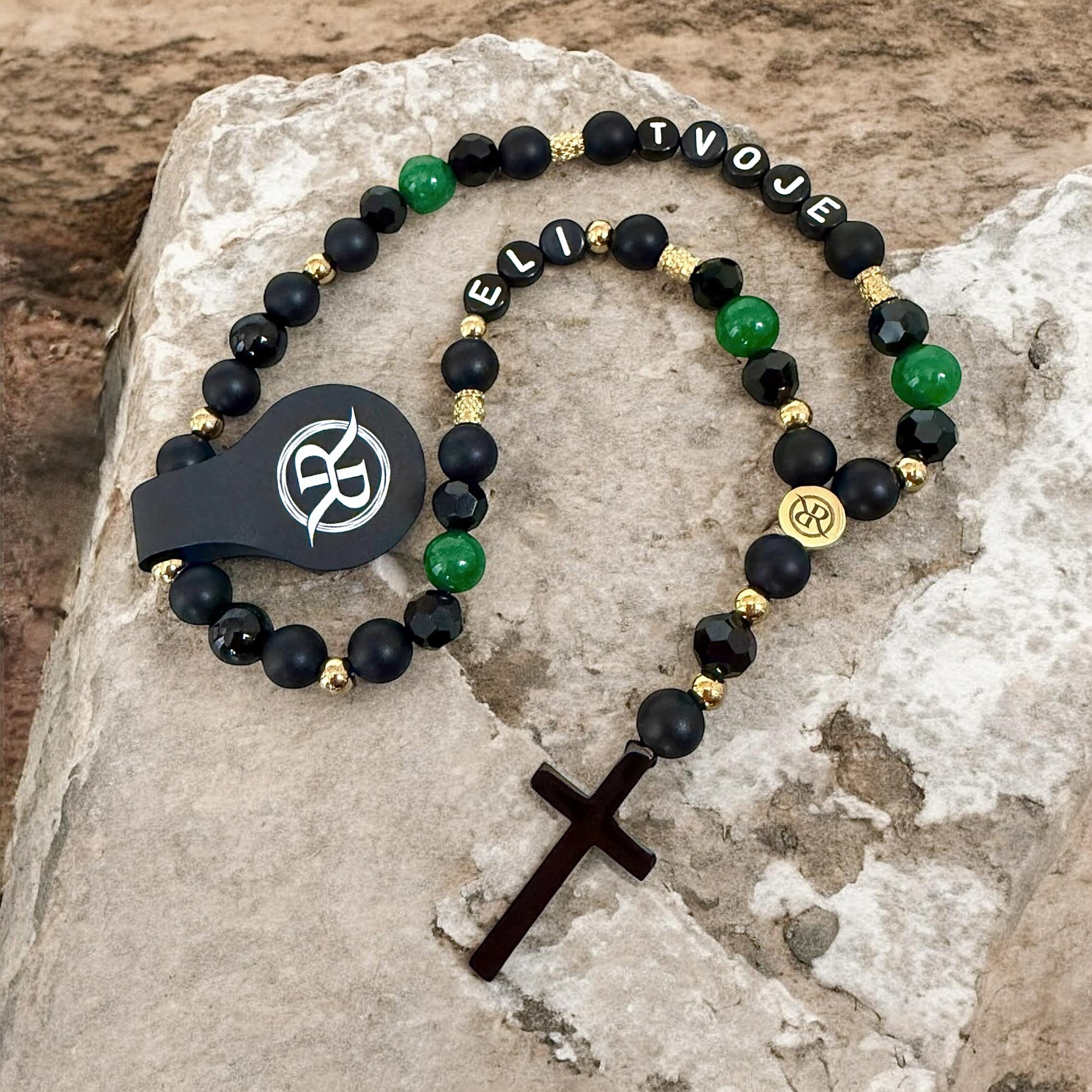 Rosary made of natural stones with custom text