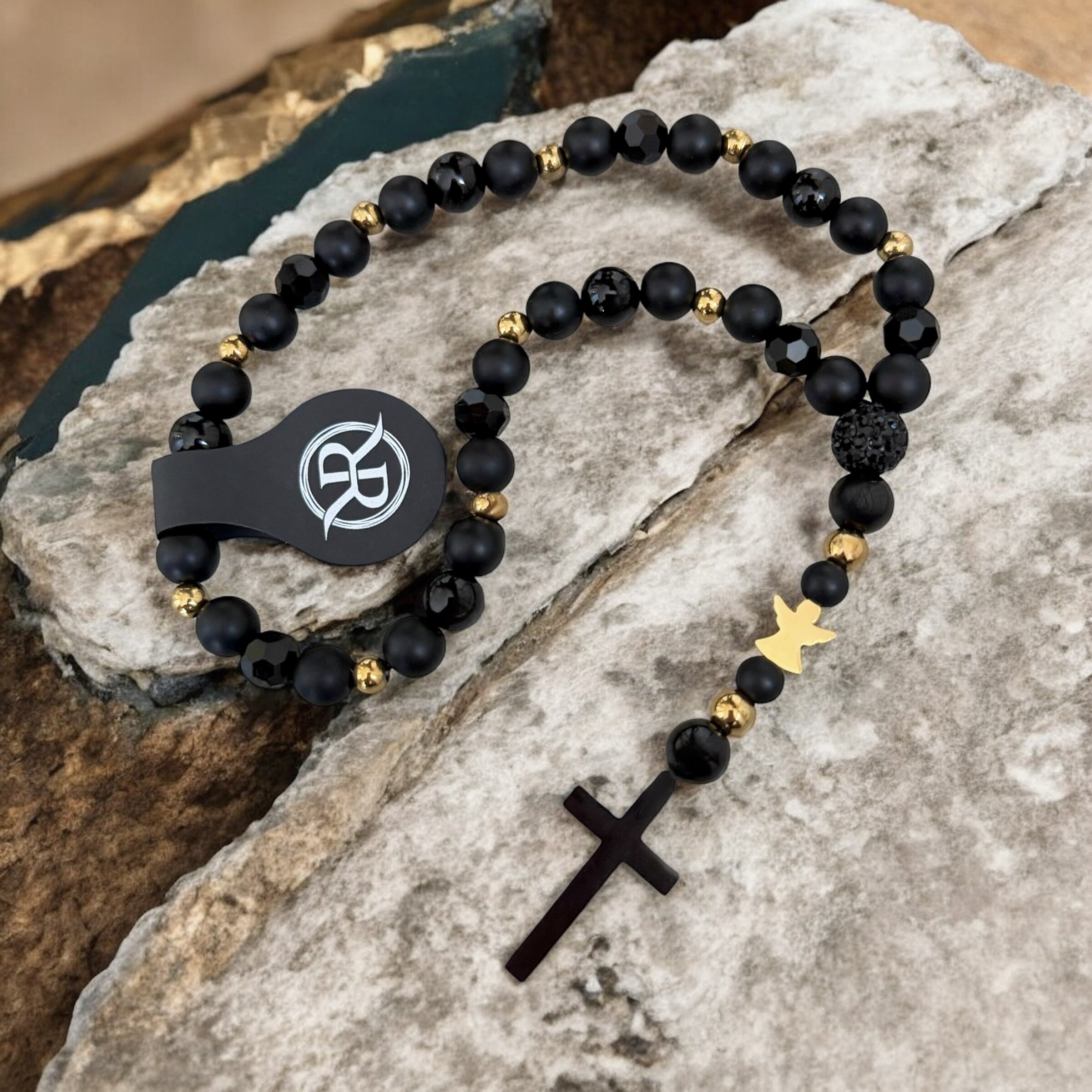 Rosary made of natural stones with custom text