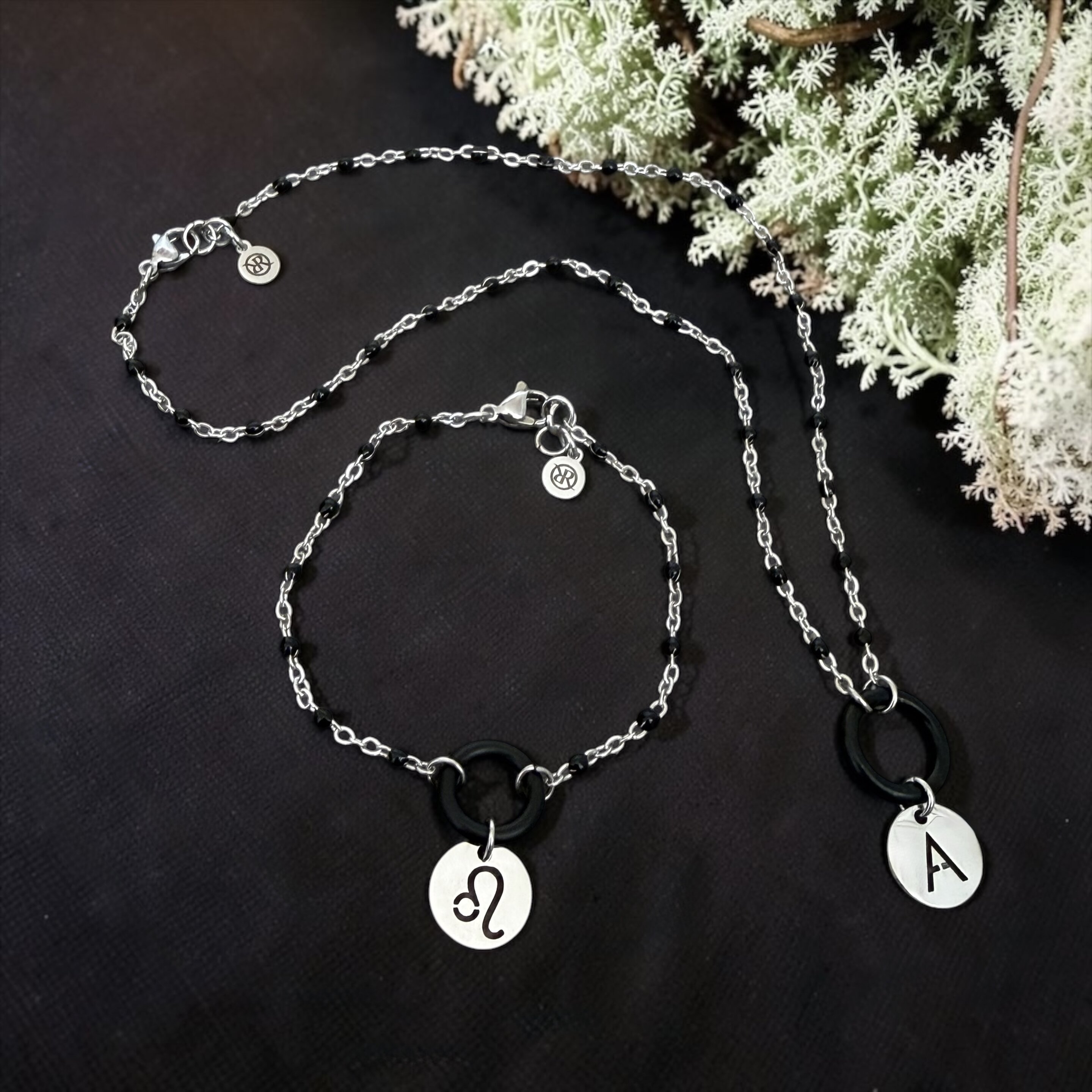 The minimalist 'Harmony' necklace with an initial and a zodiac sign bracelet